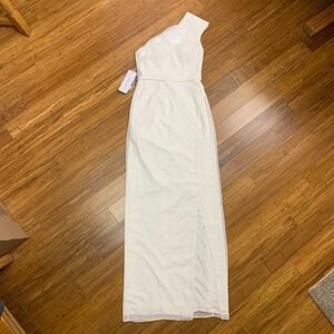 Azazie Oaklee Wedding Dress Womens WD0 White One Shoulder Sleeveless‎ Gown NWT